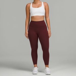 Lululemon Wunder Train Contour Fit High-Rise Tight 25" in red merlot